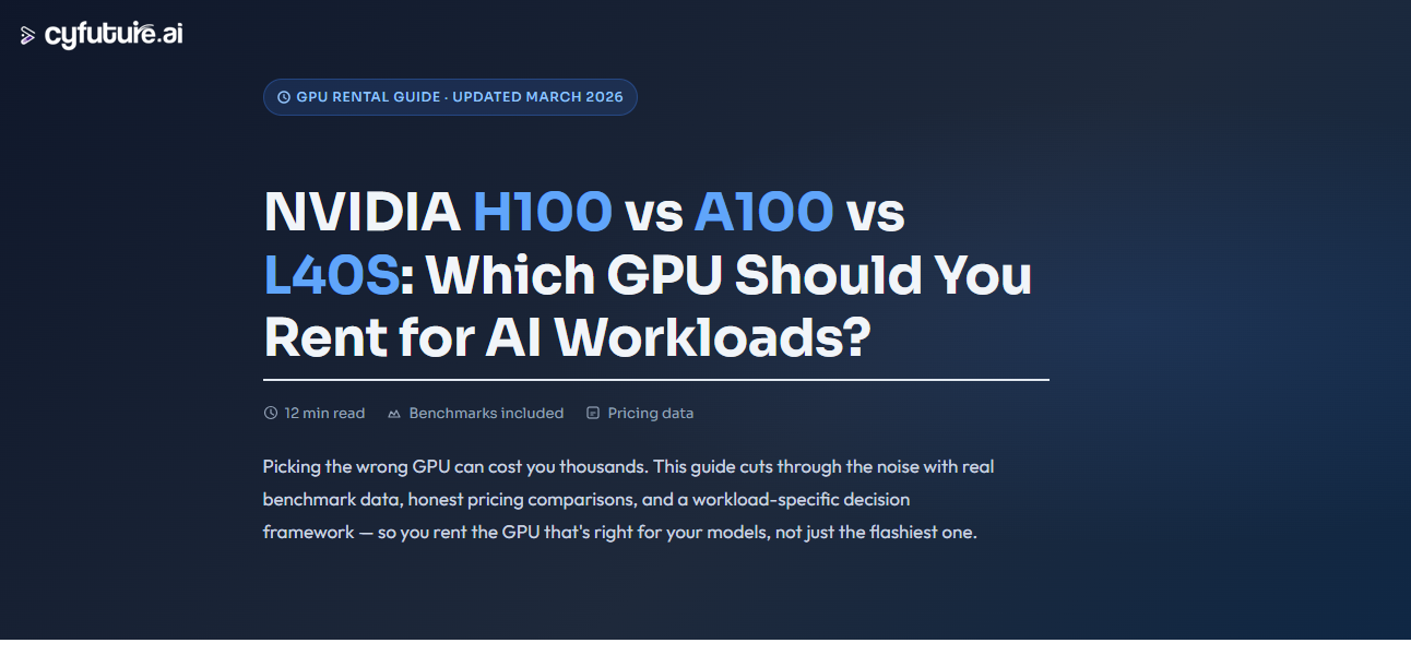 NVIDIA H100 vs A100 vs L40S: Which GPU Should You Rent for AI Workloads?